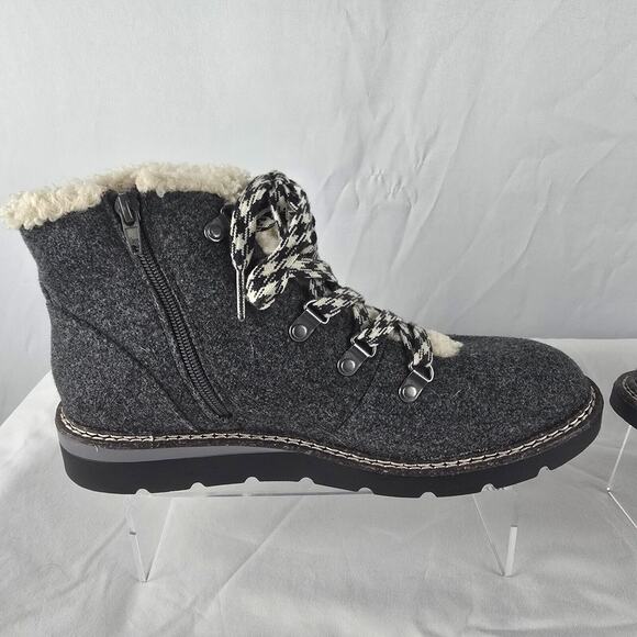 Madden NYC Boots Women's 11 Hiker Wedge ECO LUX Charcoal Grey Foam Insoles NWT - Picture 10 of 15